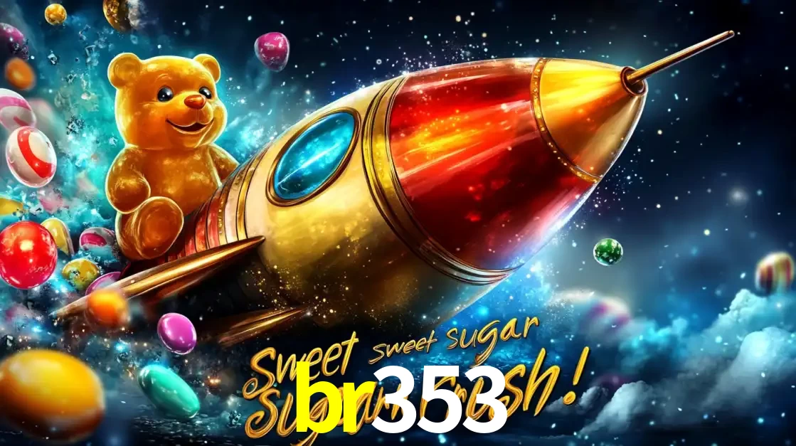 Arte promocional do jogo de slot Sugar Rush, com um urso de pelúcia em um foguete viajando pelo espaço de doces, um dos jogos divertidos disponíveis no cassino br353.